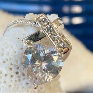 Ribbon & Heart Silver Necklace made with Swarovski Crystals 